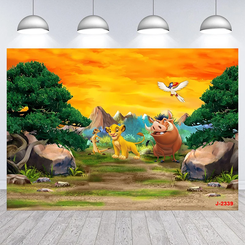 

The Lion King Party Backdrop Boys Birthday Photography Background Tropical Jungle Simba Baby Shower Banner Props Decors Studio