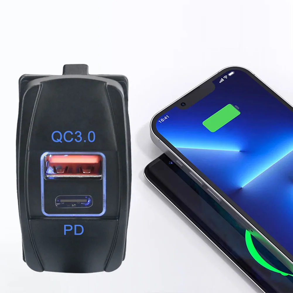 

Автомобильное зарядное устройство QC3.0 + PD с двумя USB-портами, 12-24 В