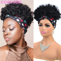 short curly headband wig fluffy afro kinky curly head band wigs for black women 10synthetic ombre brown head wraps wig cosplay