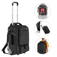 neewer 2 in 1 waterproof rolling camera backpack trolley case side handle detachable padded compartment pull bar for camera