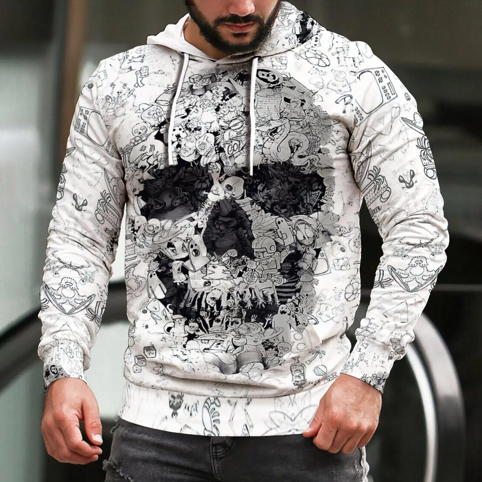 

Мужская одежда 2022 года, 3D толстовки, футболка большого размера с черепом, фирменная мужская одежда, уличная одежда, мужские толстовки большо...