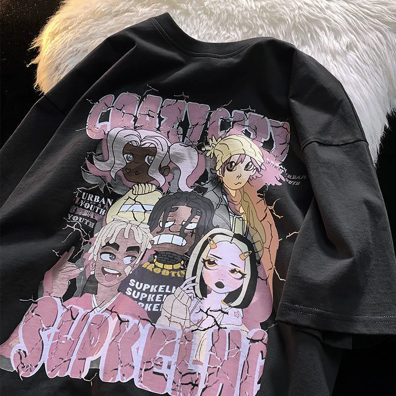 

Y2K Женская Винтажная футболка с цветочным принтом и коротким рукавом, Готическая летняя одежда 2022, свободная Эстетическая одежда темной ака...