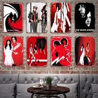 the white stripes band decor poster vintage tin sign metal sign decorative plaque for pub bar man cave club wall decoration