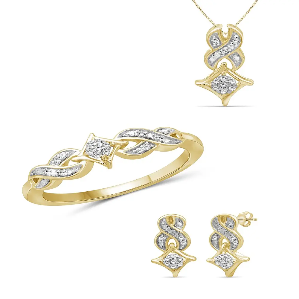 

White Diamond Accent 14k Gold Over Silver 3-Piece Infinity Jewelry Set