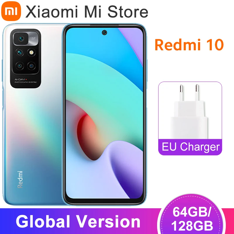 2022 Глобальная версия Xiaomi Redmi 10 мобильные телефоны 64 ГБ/ 128 ГБ Mediatek Helio G88 Octa Core 50MP Quad