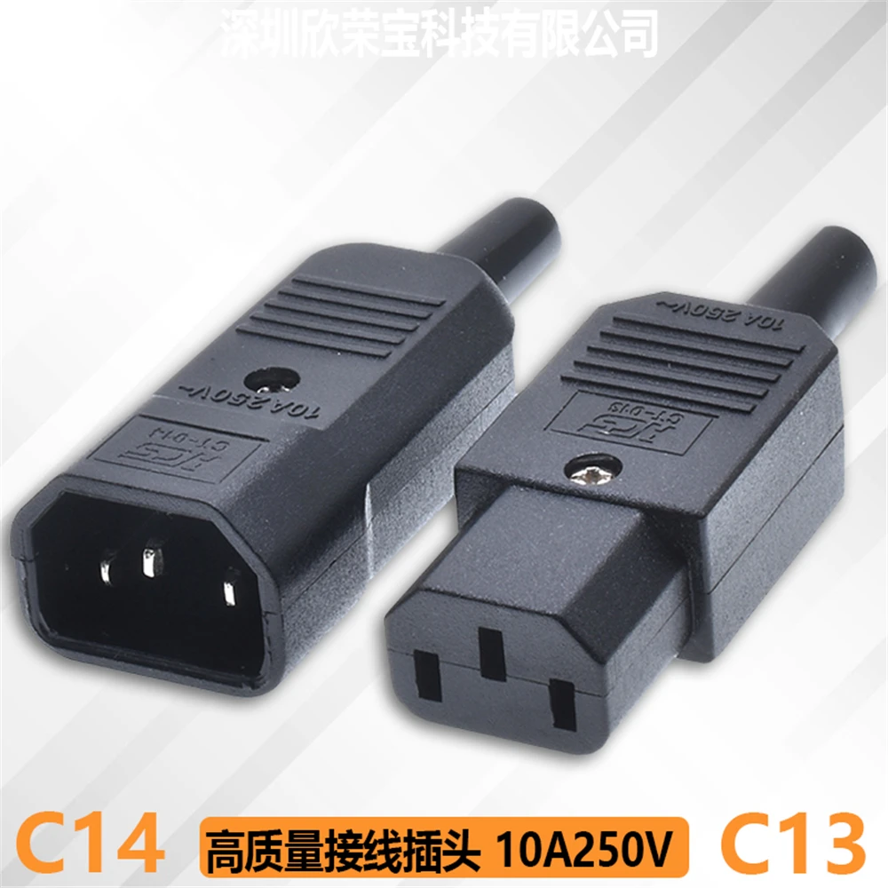 

Прямой Кабельный разъем IEC C13 C14 10A 250 в черный розетка и штекер многоразовый разъем питания 3-контактный разъем переменного тока
