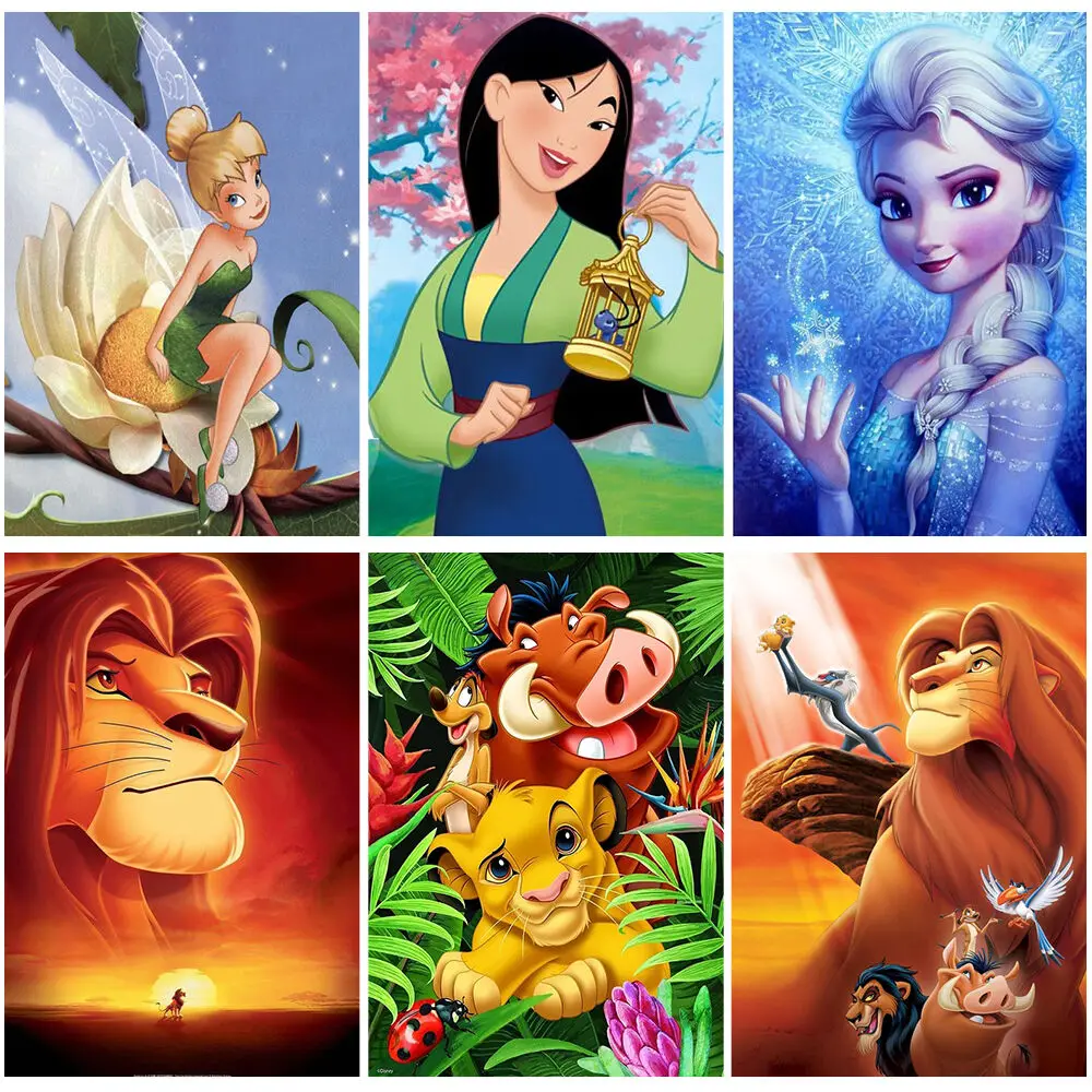 

Disney Full Drill DIY 5D Diamond Painting Cartoon Princess The Lion King Embroidery Pictures Rhinestones Mosaic Home Decor
