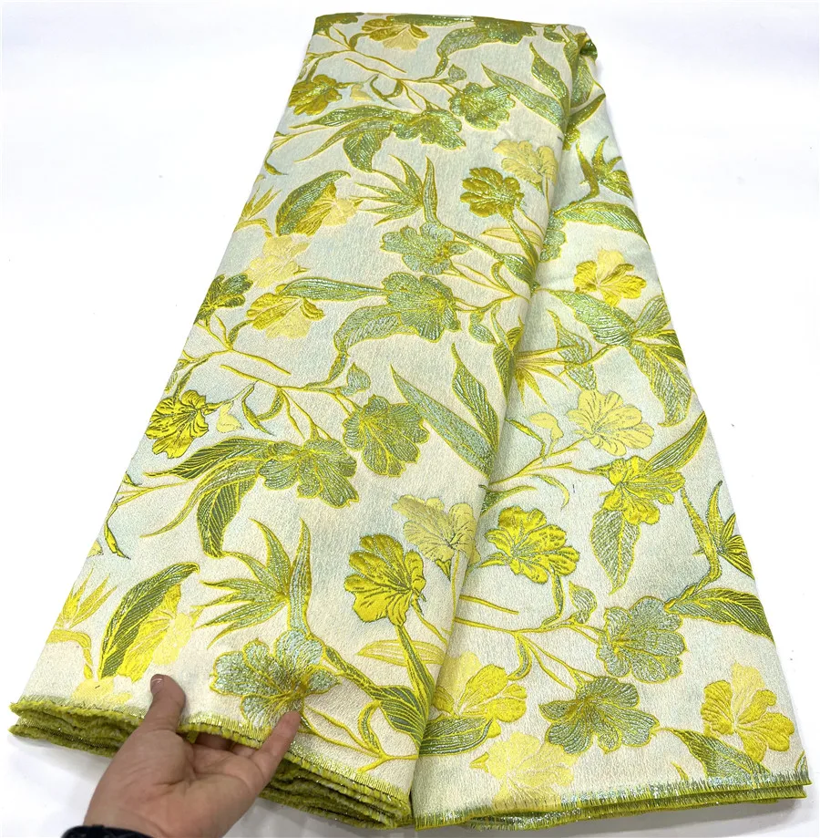 

African Brocade Jacquard Damask Fabric Floral Luxury Material High Quality Nigerian Gilding Lace Brocard Tissu 5 Yard DJB47
