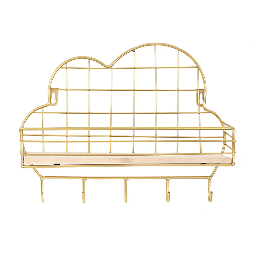 

Wall Hooks Metal Key Shelves Rack Mounted Hook Hanger Floating Shelf Iron Entryway Coat Storage Grid Holder Mount Towel Bathroom