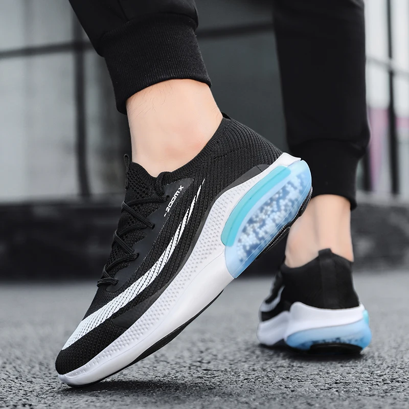 Men Sport Shoes Mesh Breathable Lightweight Lace Up Cushioning Road Running Shoes Athletic Anti Slip Couple Jogging Shoes Women