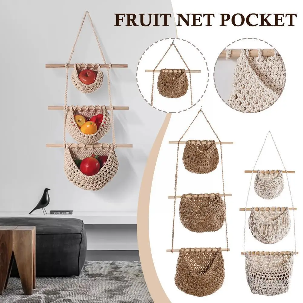 

Wall Hanging Vegetable And Fruit Basket Woven Fruit Basket For Kitchen Table Wall Hanging Storage Basket Kitchen Organizer M9y9