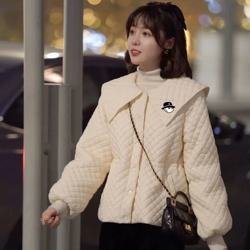 

Malbon Golf Jackets 여성 골프웨어 Golf Wear Women's Winter Jackets Golf Clothing 2022 Korea Fashion Light Down Waist Big Lapel Coat 말본