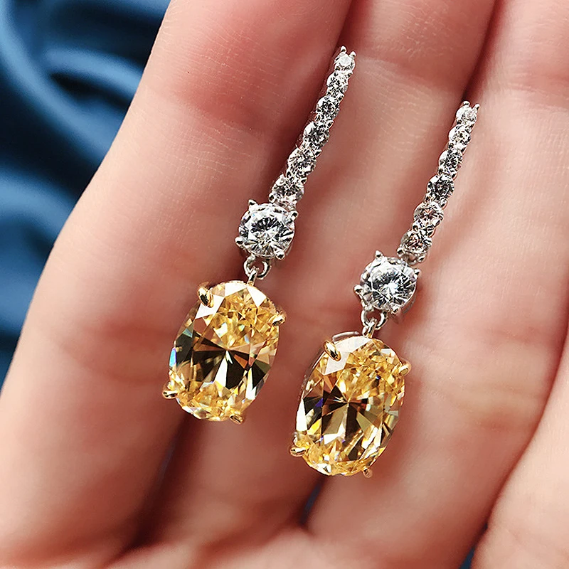 

Серьги женские из серебра 925 пробы с высокоуглеродистыми бриллиантами, 8 х12