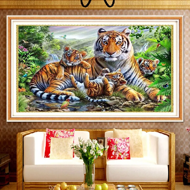 

5D Diamond Painting DIY Tiger Full Diamond Art Embroidery Large Office Living Room Bedroom Home Decore Diamond Cross Stitch Kits