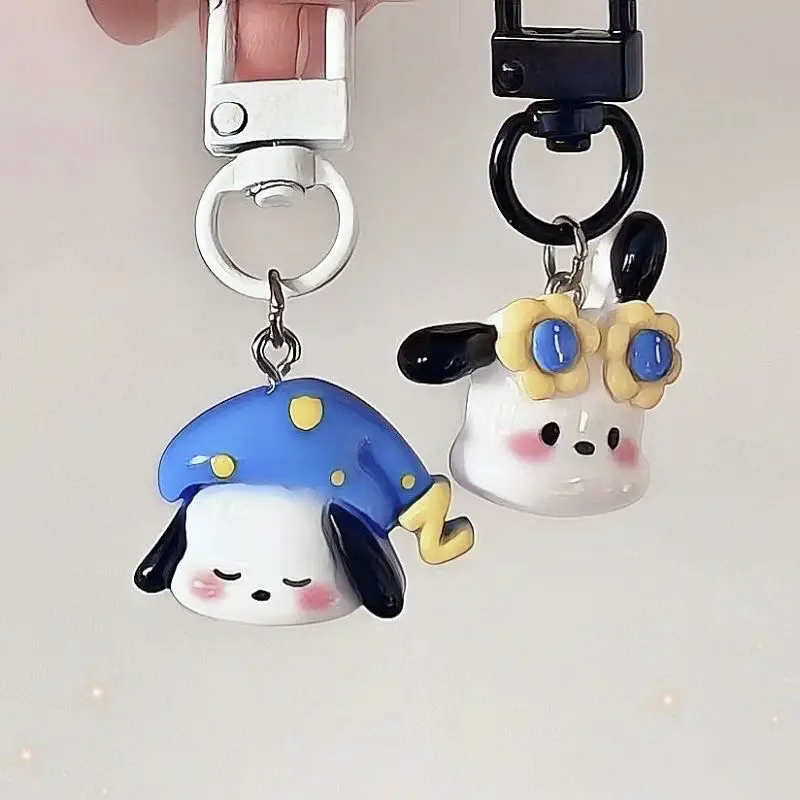 

Sanrio Cute Keychain Anime Figure Pochacco Kuromi Key Chains Creative Kawaii Cartoon School Bag Pendent Kids Toys Christmas Gift