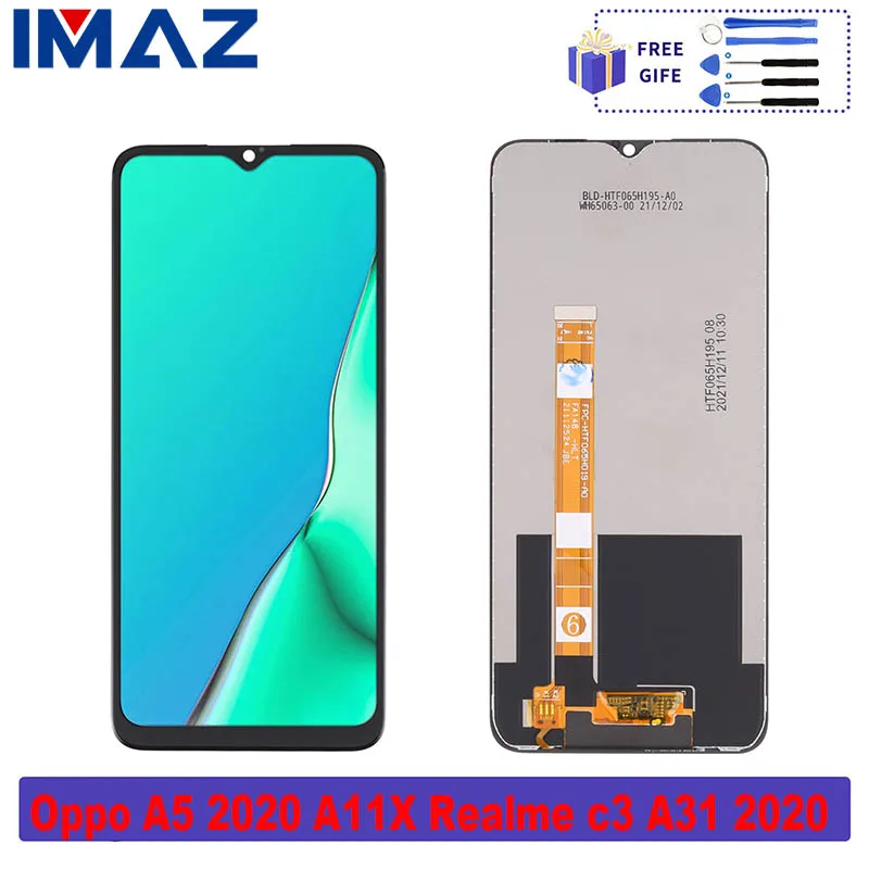 

Оригинальный ЖК-дисплей для OPPO A5 2020, сенсорный экран, дигитайзер в сборе для 6,5 дюймового OPPO A11 Realme c3 A31 2020, рамка для замены