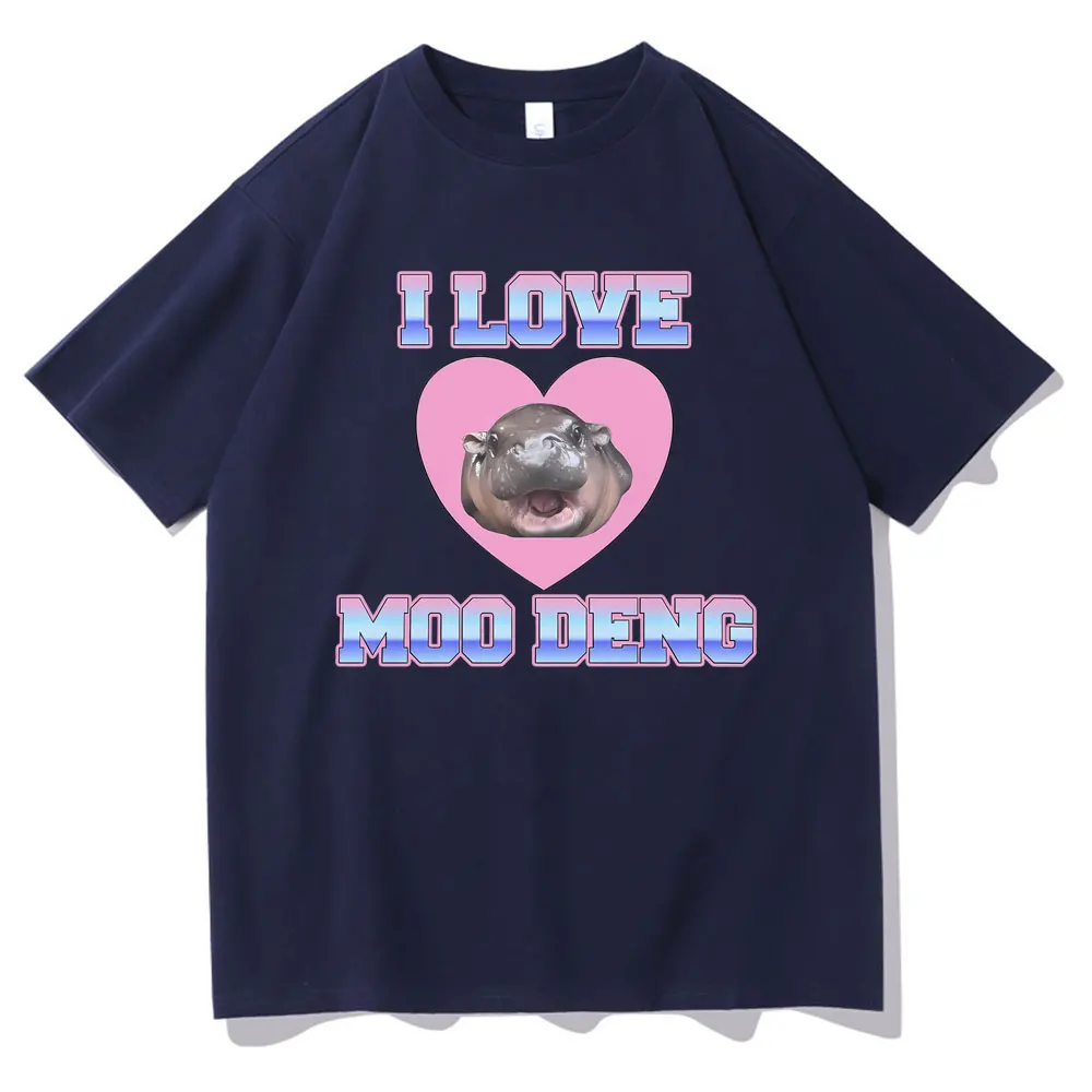 Футболки I Love Moo Deng Забавная детская футболка в стиле хиппота с мемом мужские и