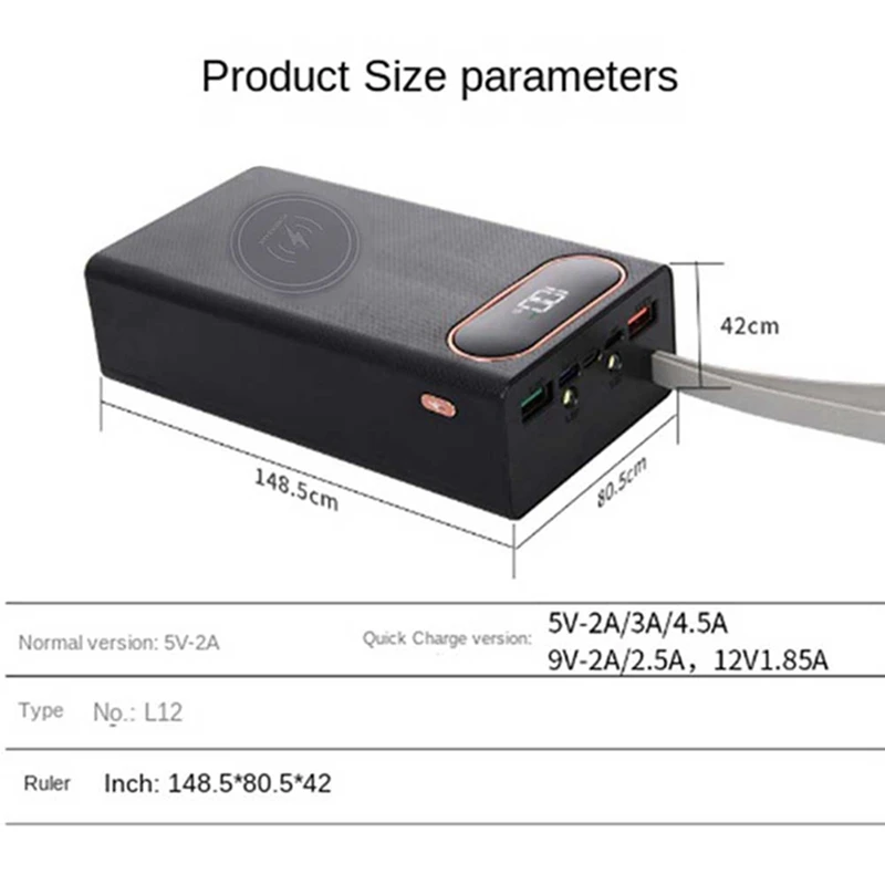 

Mobile Power Plastic Supply 12 18650 Batteries 22.5W Fast Charging 15W Wireless Charging Battery Box DIY Display Kit