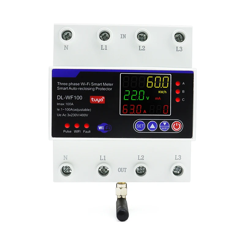 Tuya WiFi 100A трехфазный умный счетчик  DL-WE100
