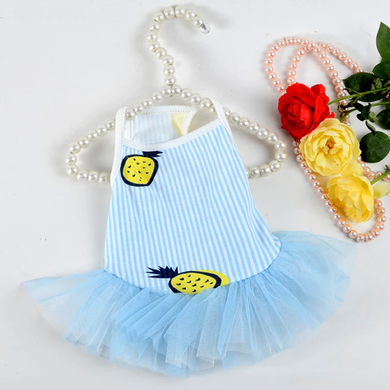

Pineapple Pattern Sling Tutu Skirt Tulle Vest Shirt Colorful Dog Dress Gauze Skirt Sling Skirt O-neck Dresses For Small Dogs