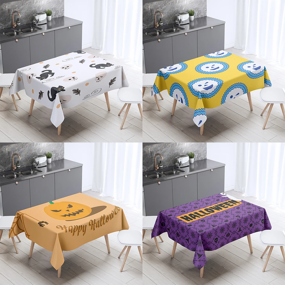 

Halloween horror pumpkin print tablecloth home decoration rectangular gathering tablecloth anti fouling tablecloth dust cover