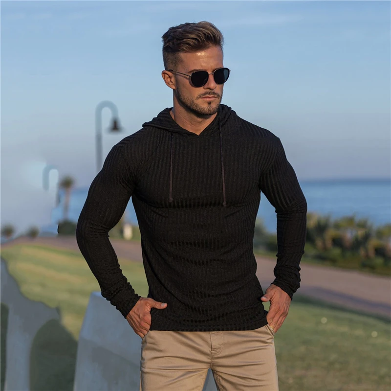 Men Knitwear Pul New Fashion Autumn Hooded Sweater Men Warm Turtleneck Mens Sweaters Slim Fit Pullover Men Casual Sweater