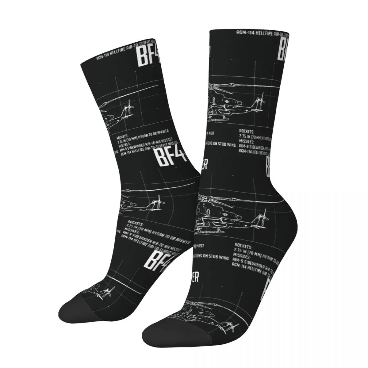 

Funny Crazy compression Sock for Men Fly Hip Hop Harajuku Battlefield First-person Shooter Games Happy Seamless Boys Crew Sock