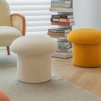 nordic lamb velvet mushroom stool childrens cute round stool ins suede shoe changing stool bedroom dressing stool 2022