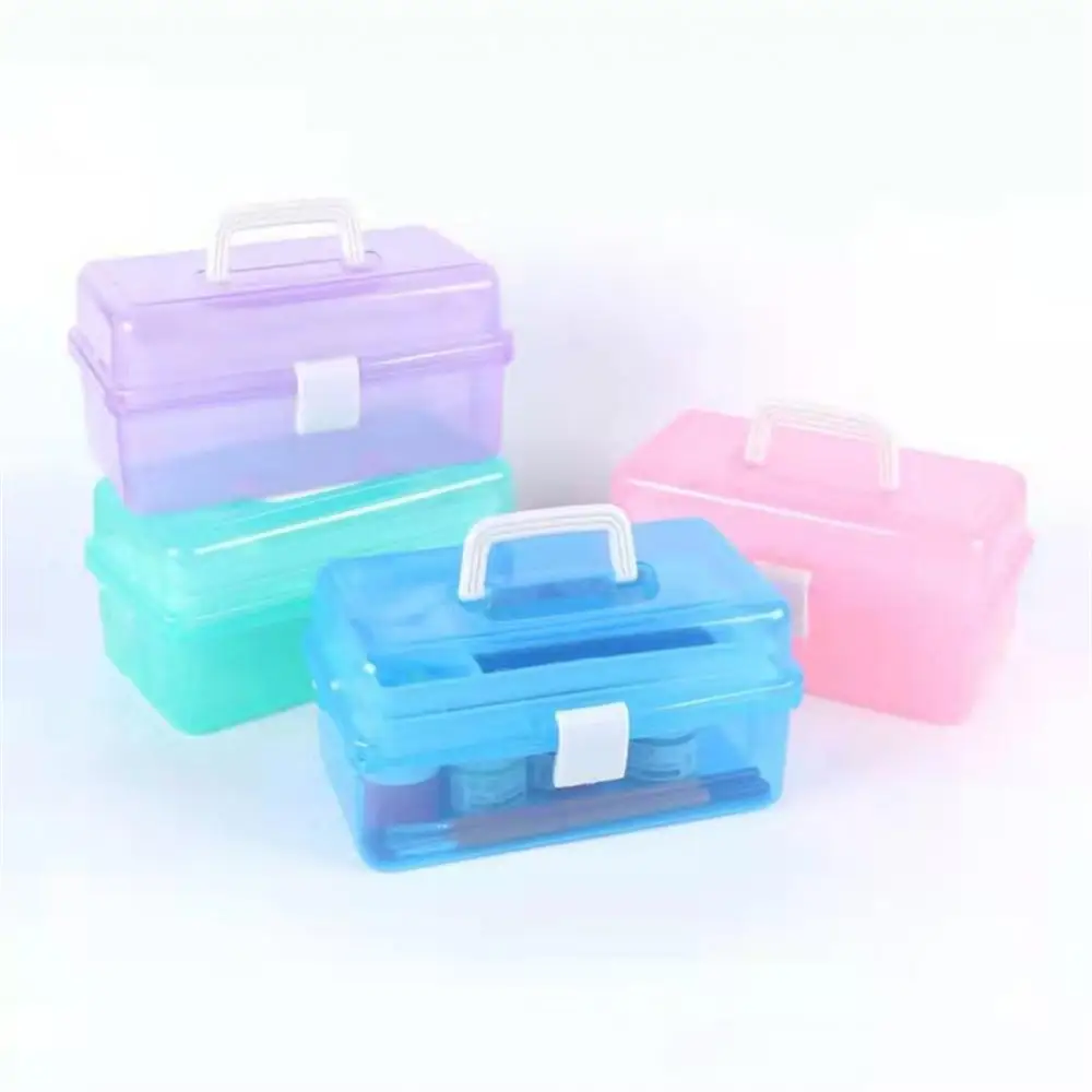 

Dust-proof Cosmetics Storage Box Three-layer Transparent Plastic Jewelry Container Large-capacity Folding Home Storage
