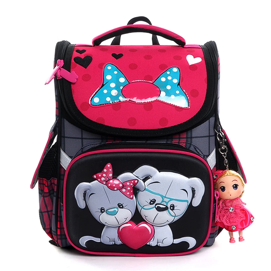 Kids High Quality School Bags For 5-8 Year Girls Cartoon Animal Print 3D Orthopedic Backpack Children SchoolBag Knapsack Mochila