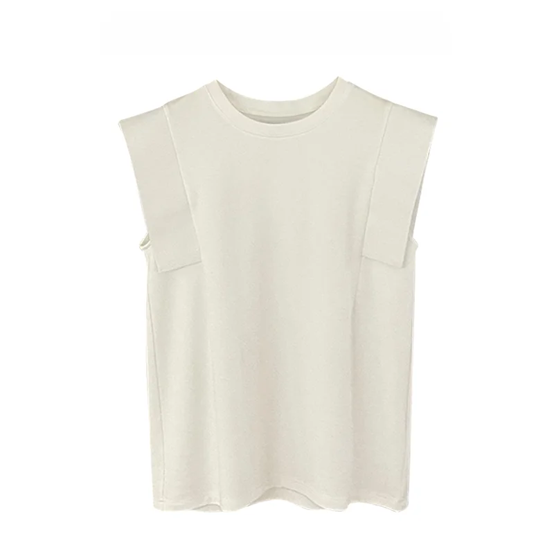 Однотонная Универсальная футболка без рукавов с узлом и круглым вырезом