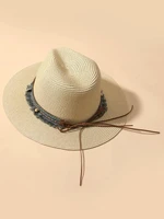 hats gorras sombreros capshat tassel bead decor straw hat beach
