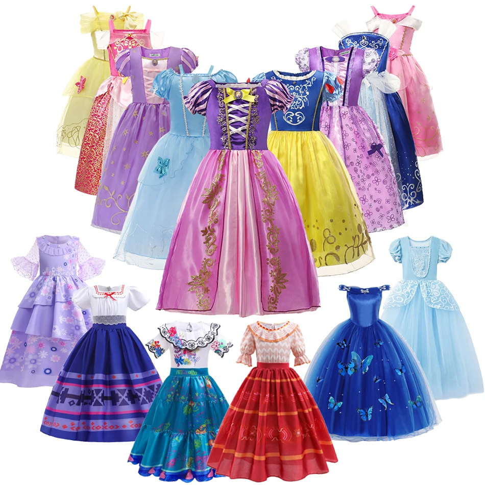 Children Encanto Isabella Mirabel Dress Girls Rapunzel Cinderella Anna Elsa Princess Cosplay Costume For Kid Party Charm Clothes