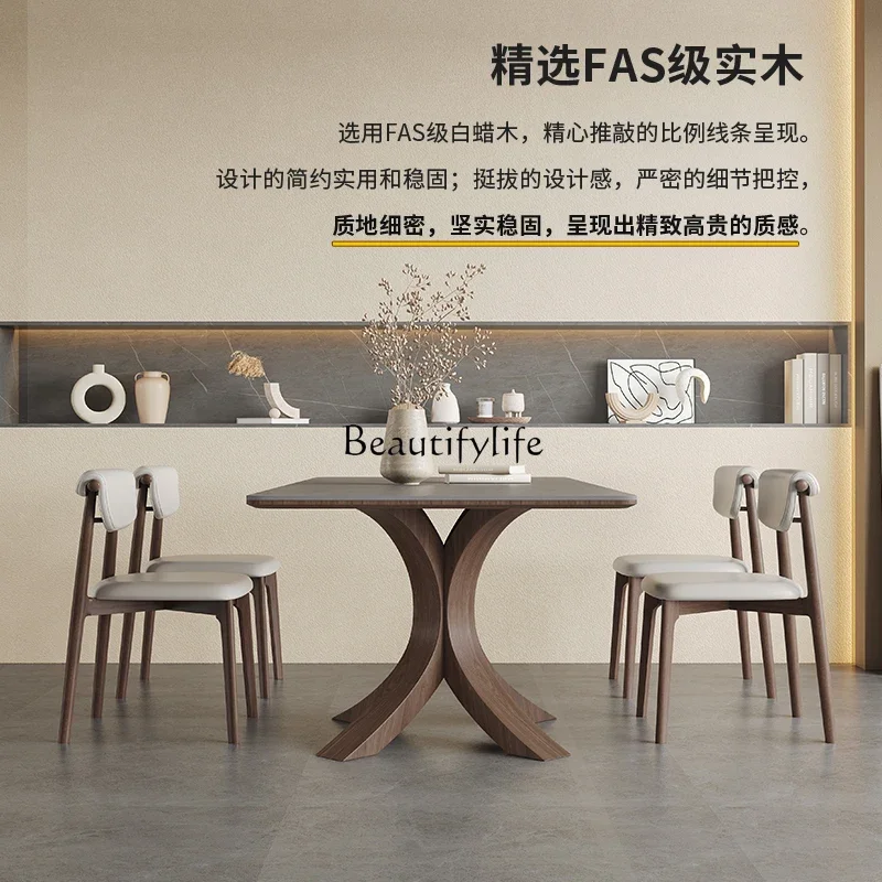 Обеденный стол из массива дерева в скандинавском стиле. Современный простой