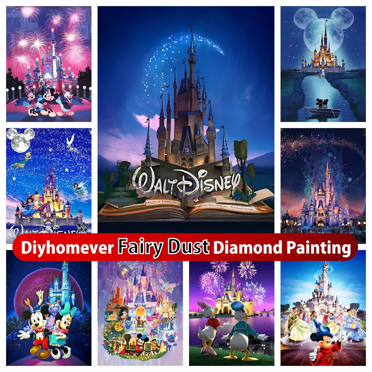 

Disney Castle 5D DIY Fairy Dust Diamond Painting Mosaic Cartoon Landscape Embroidery Cross Stitch Picture Handicrafts Home Decor