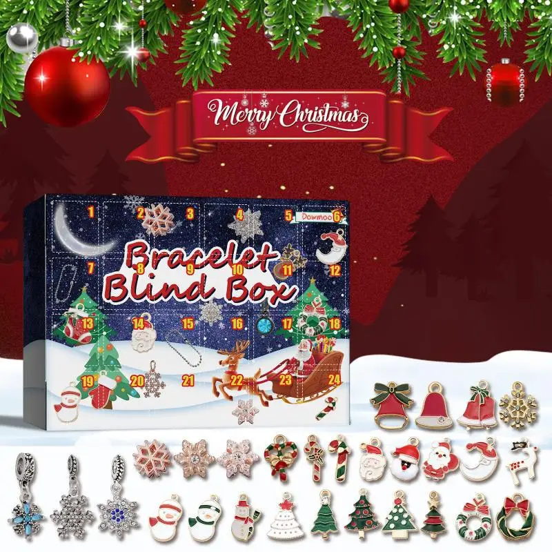 

Christmas Advent Calendar DIY Bracelet Countdown 24 Grid Calendar Surprise Bell Accessory For Kids Birthday Gift
