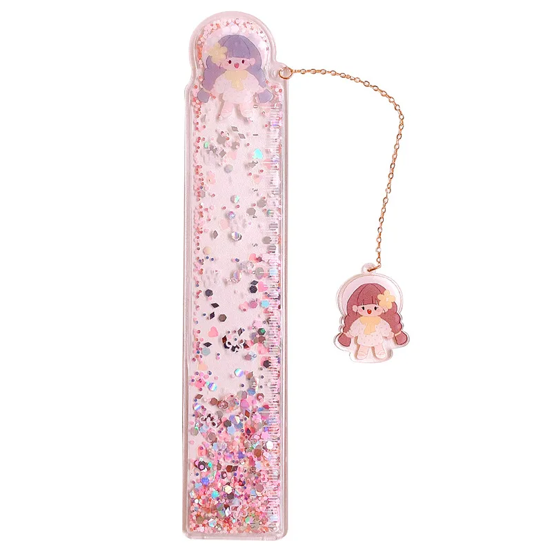Cute Quicksand Ruler Creative Oil Ruler Students Learn Drawing Stationery Bookmarks a Scale