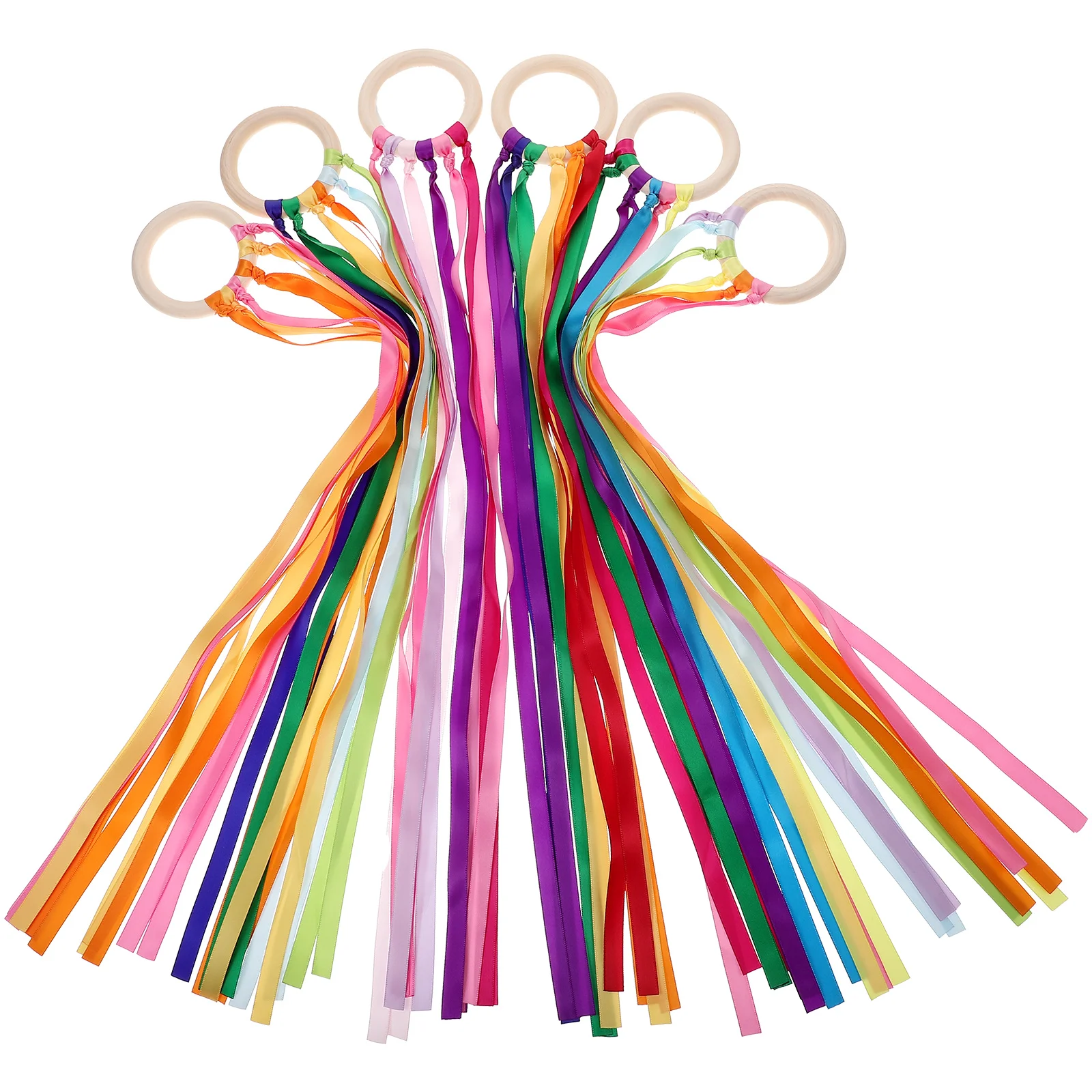 

Kids Kids Circle Ribbons With Wood Streamer Rainbow Ribbon Kite Wind Wand Kids Streamer With Bells Dancing