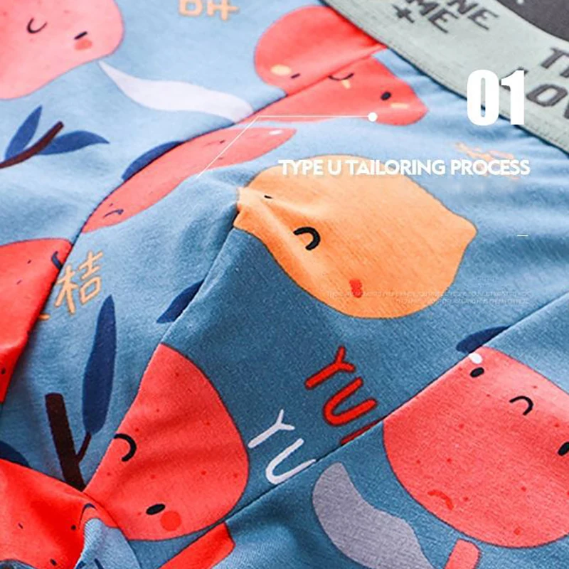 FK 4pcs Men's Sexy Underwear Male Cartoon Boxer Trendy Funny Printed Boxer Shorts Cotton Soft Sports Mens Underpants Panties