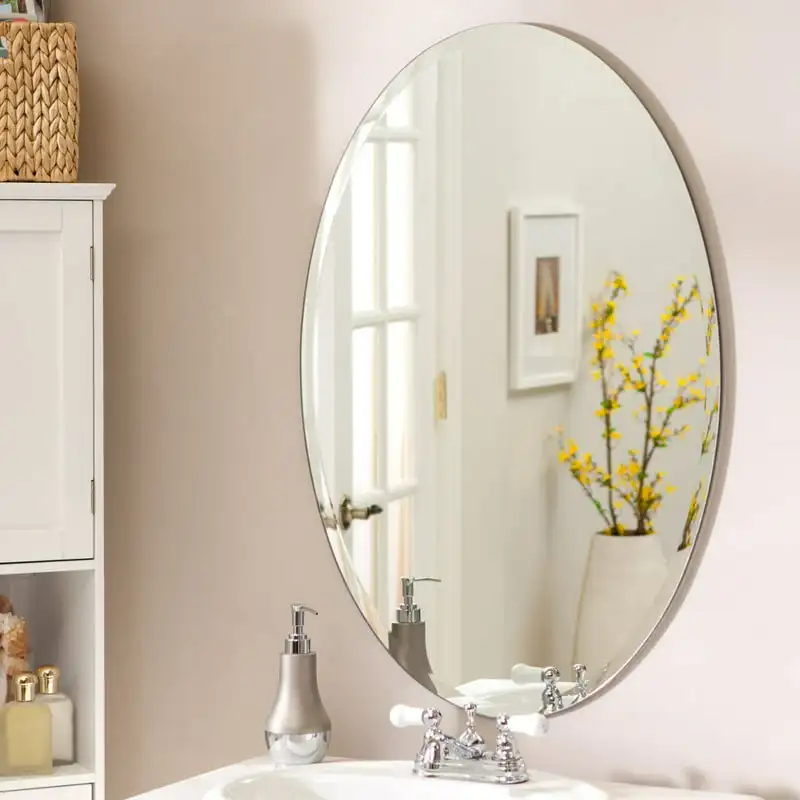 

23.6" x 31.5" Oval Frameless Bathroom Vanity Mirror with Bevel - Hangs Horizontally or Vertically