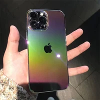 rainbow color transparent phone case for iphone 11 12 13 pro max xs max xr x luxury laser aurora shockproof clear hard pc cover