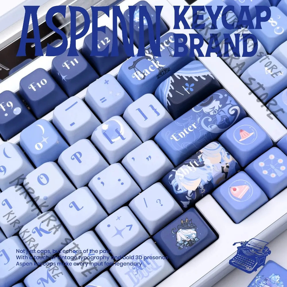 Фото Коллекционные фигурки Furina Focalors Impression MDA Keycaps KBC Kforce Genshin Impact для косплея, декора компьютера, креативный подарок №2