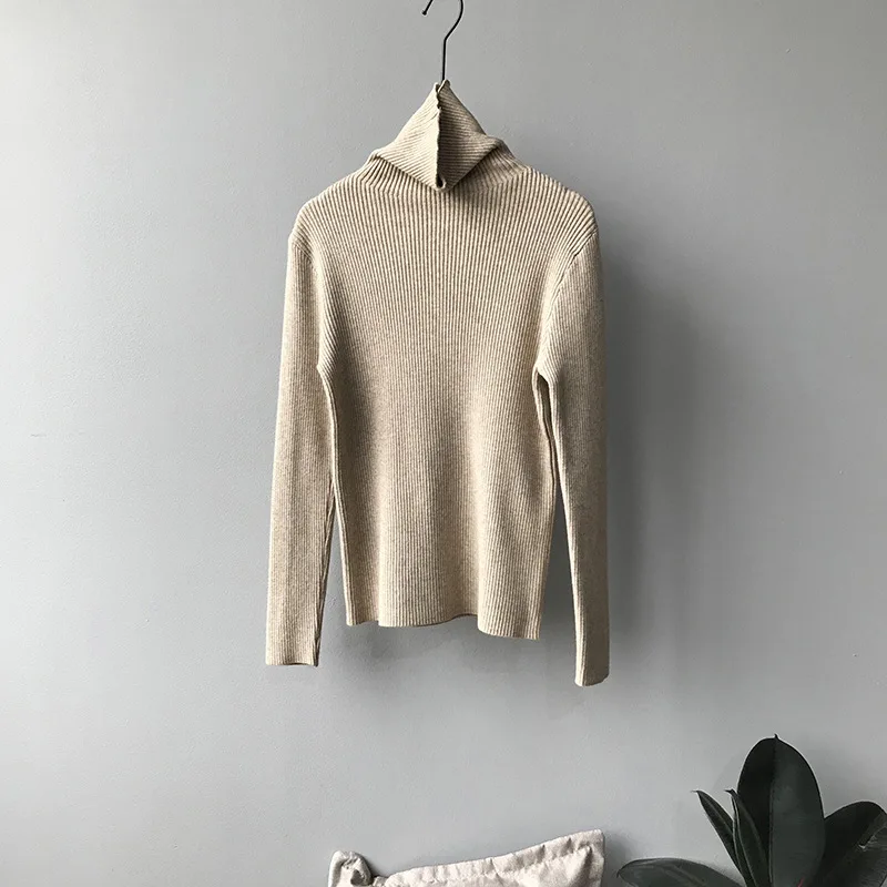 

Женский свитер, новая осенне-зимняя блузка с длинными рукавами и узким низом, свитер с высоким воротником