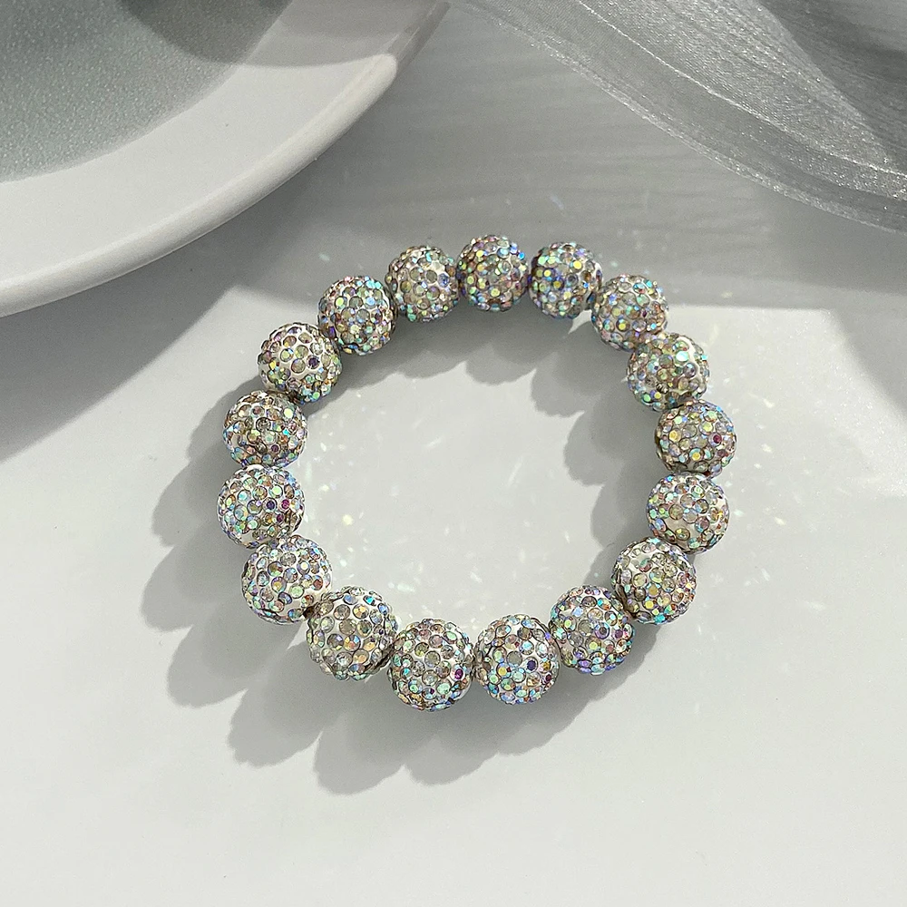 

New Sparkling Handmade Beaded Bracelet For Women Men Fashion Soft Clay Colored Bracelet Luxury Crystals Bracelets Charms Jewelry