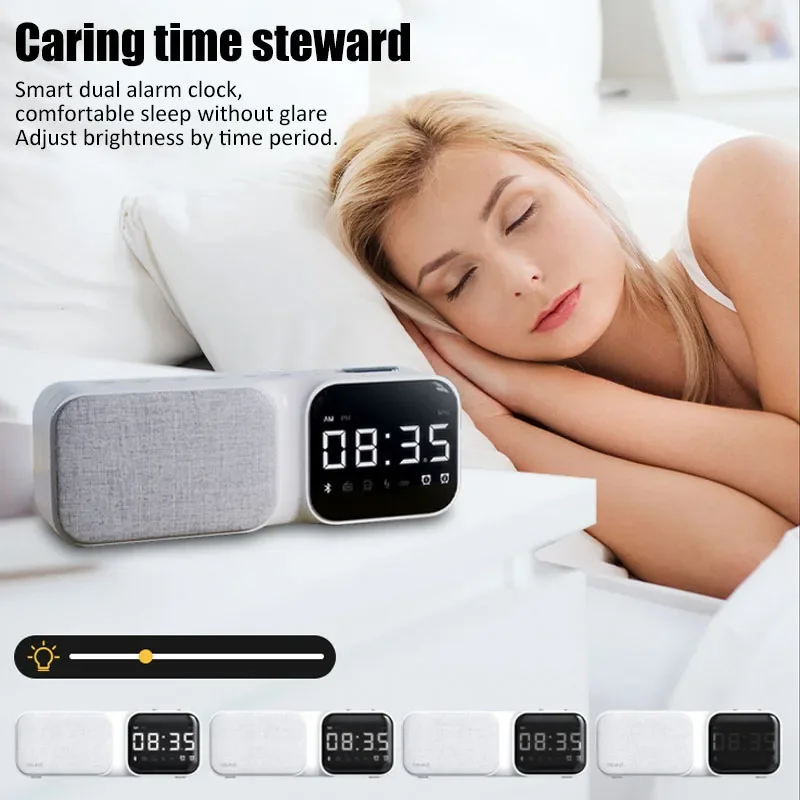 Фото HIFI басовая стерео звуковая система, беспроводная звуковая панель, поддержка TF-карты, AUX-будильник, громкая связь, портативный беспроводной сабвуфер №5
