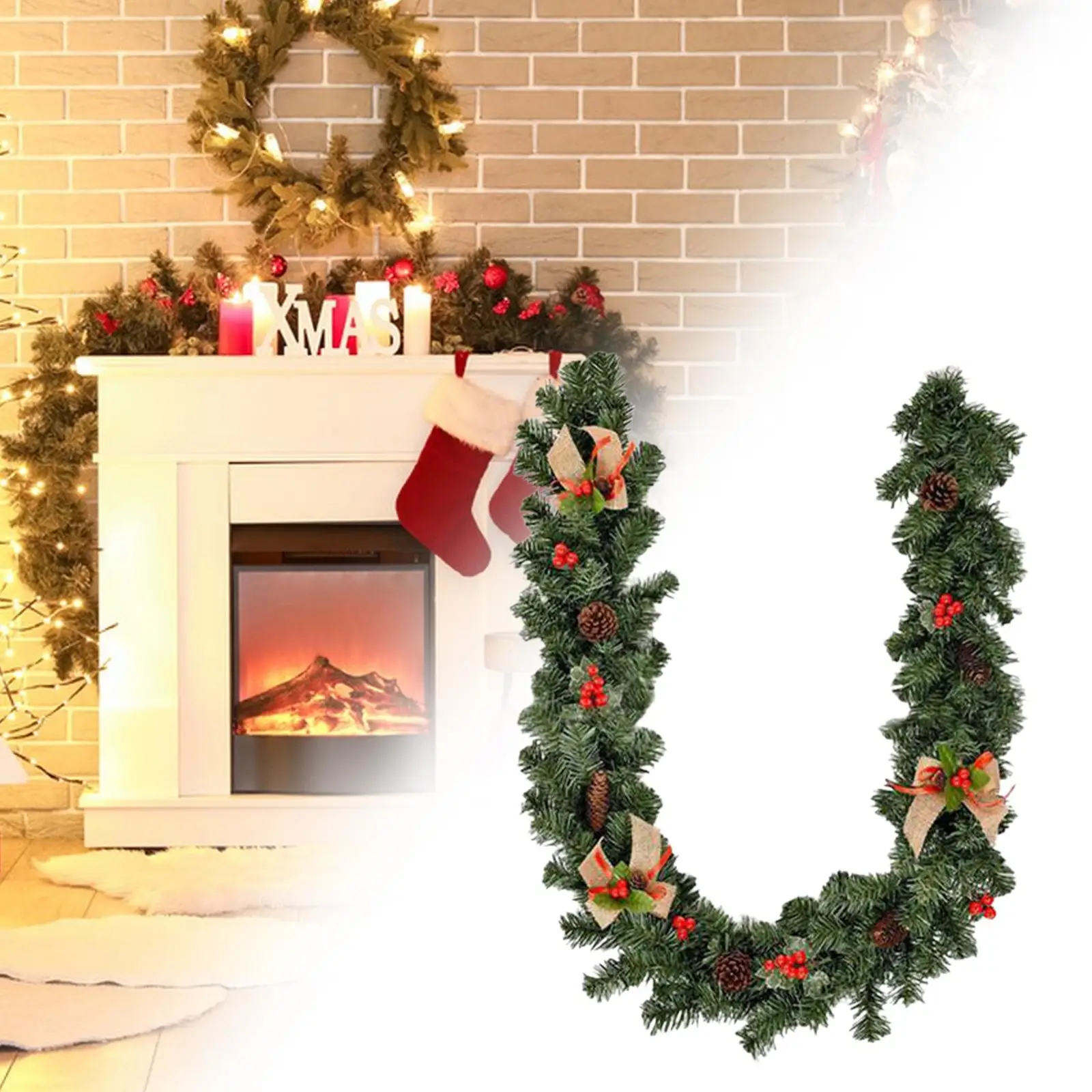 Женское украшение Длина 5 9 футов зеленые с Pinecones для дома лестницы перила