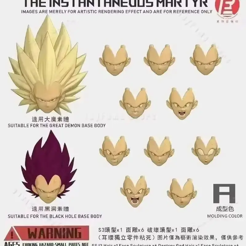 Фото В наличии: RECUSTOM Dragon Ball Super Sanya 3 Vegeta Super Ego DKO Vegeta Head Accessories — Аниме-фигурка, модель, игрушка, подарок №3