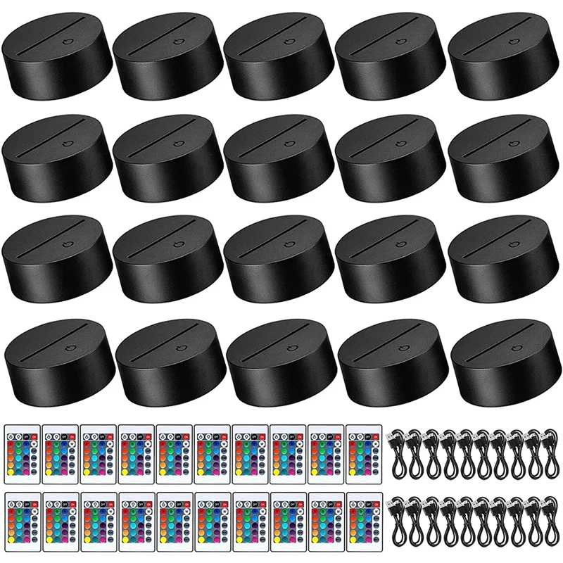 

20Pcs 3D Night LED Light Lamp Base 16 Colors LED Light Display Base,Suitable For Bedroom Kid's Room Restaurant Shop