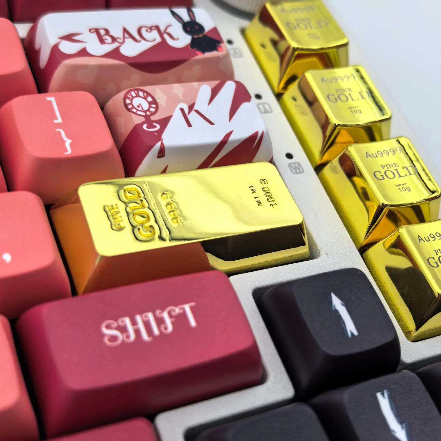 Фото Набор кейкапов из цинкового сплава 1u/2.25u, золотистые, профиль Cherry, оригинальные, ручной работы, для механических клавиатур, аксессуары DIY №4