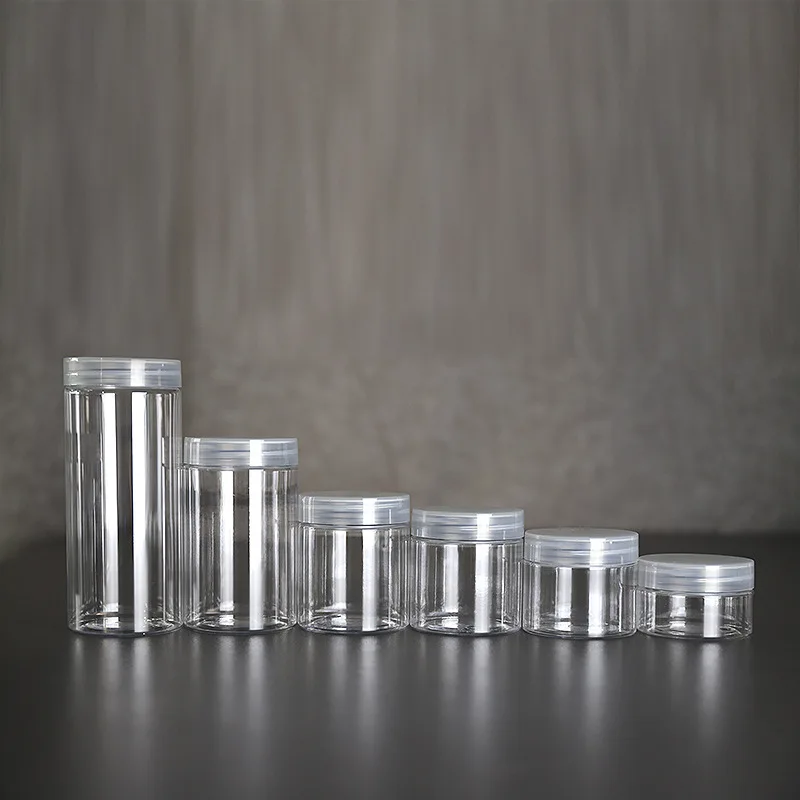 

20pcs Storage Jars Clear Plastic Cap Empty Cosmetic Food Containers Travel Bottle Round Clear Plastic Jar Face Cream Sample Pot